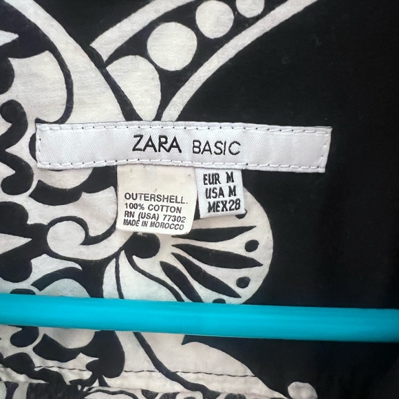 Zara Black and White Floral Shirt Dress - Picture 3 of 5